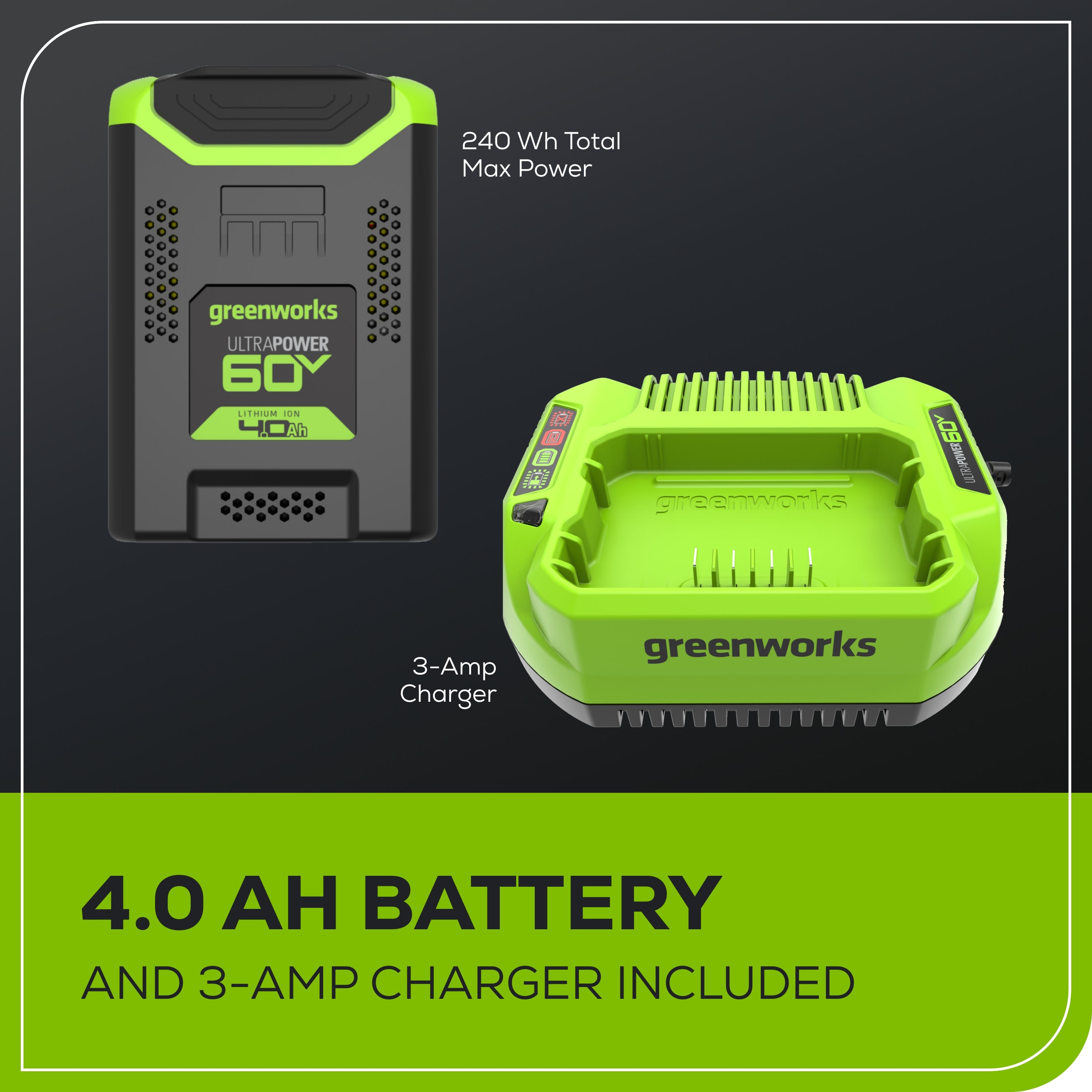 60V 18"Cordless Battery 2.0 kW Chainsaw and Hard Case, 4Ah Battery and Charger