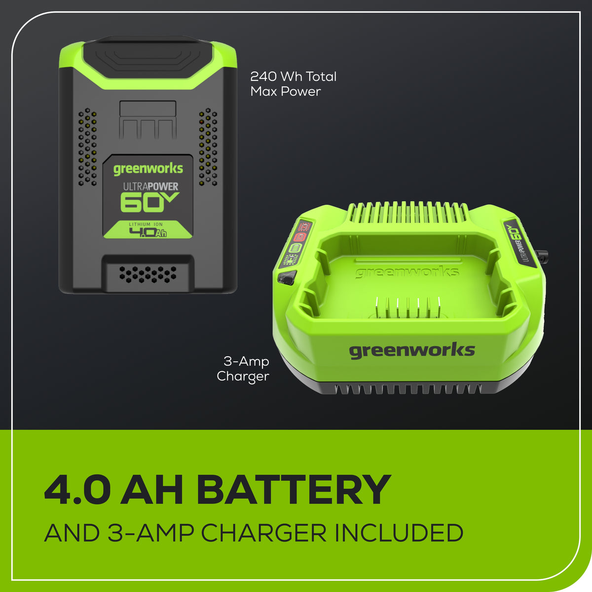 60V 18"Cordless Battery 2.0 kW Chainsaw and Hard Case, 4Ah Battery and Charger
