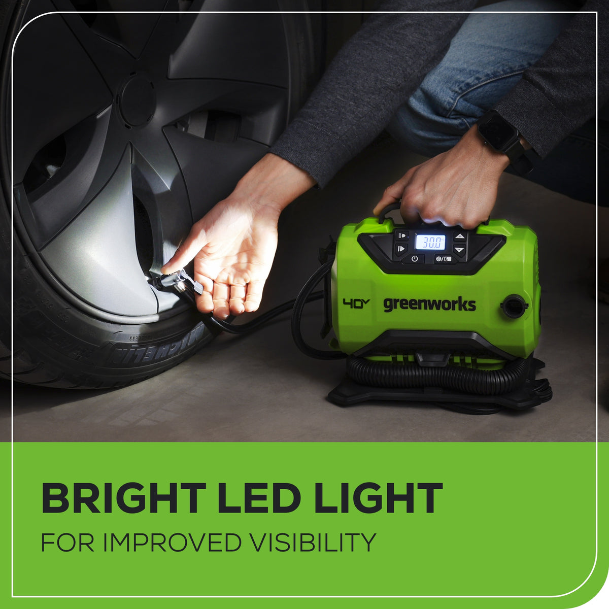 40V Cordless Battery Inflator: 2.0 Ah Battery and Charger