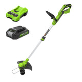 24V 12" Cordless Battery String Trimmer / Edger: (1) 2.0 Ah USB Battery, (1) 2A Charger