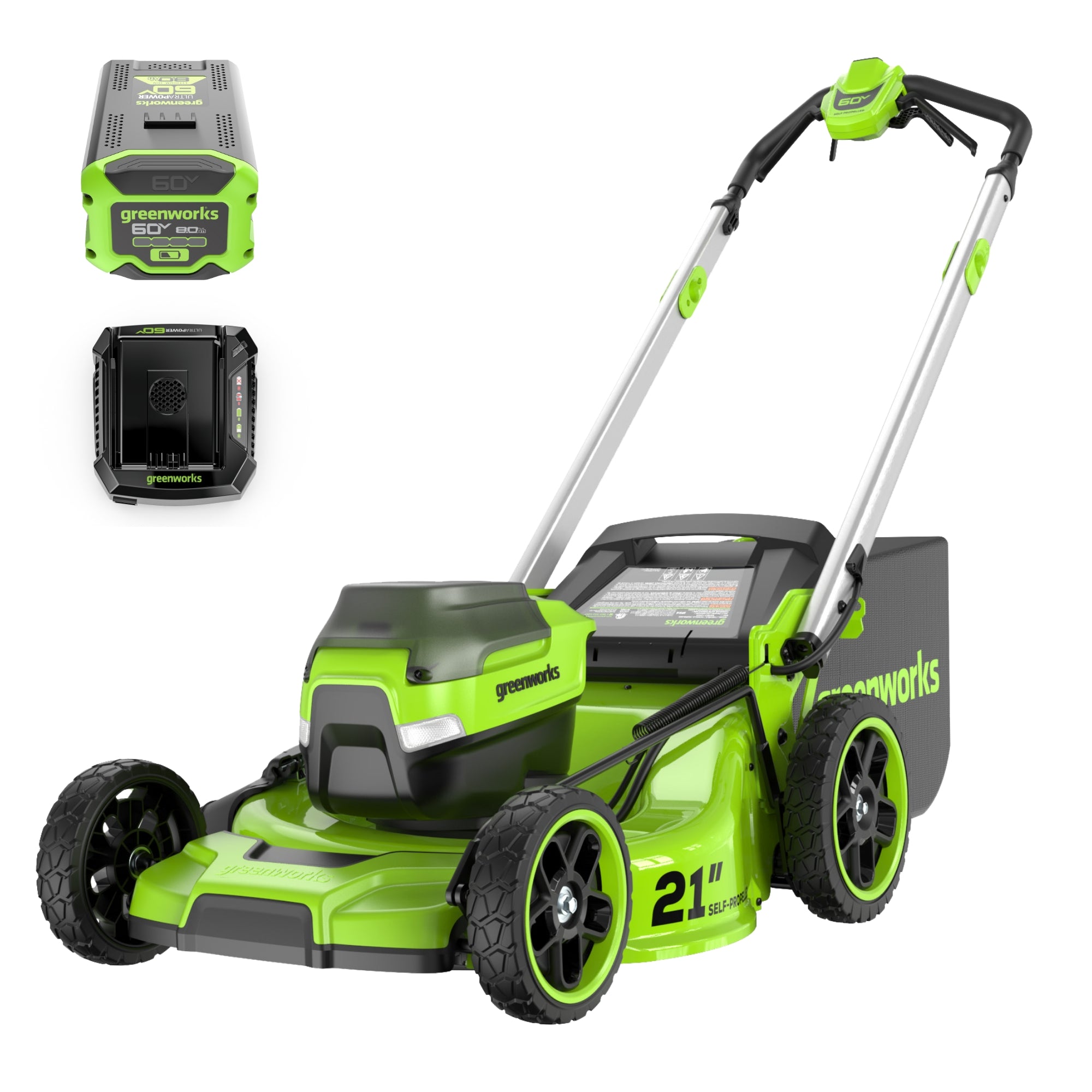 OPEN BOX 60V 21" Cordless Battery Dual Blade Self-Propelled Mower, (1) 8Ah battery and 6A Charger, LM2146S