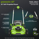 OPEN BOX 60V 21" Cordless Battery Dual Blade Self-Propelled Mower, (1) 8Ah battery and 6A Charger, LM2146S