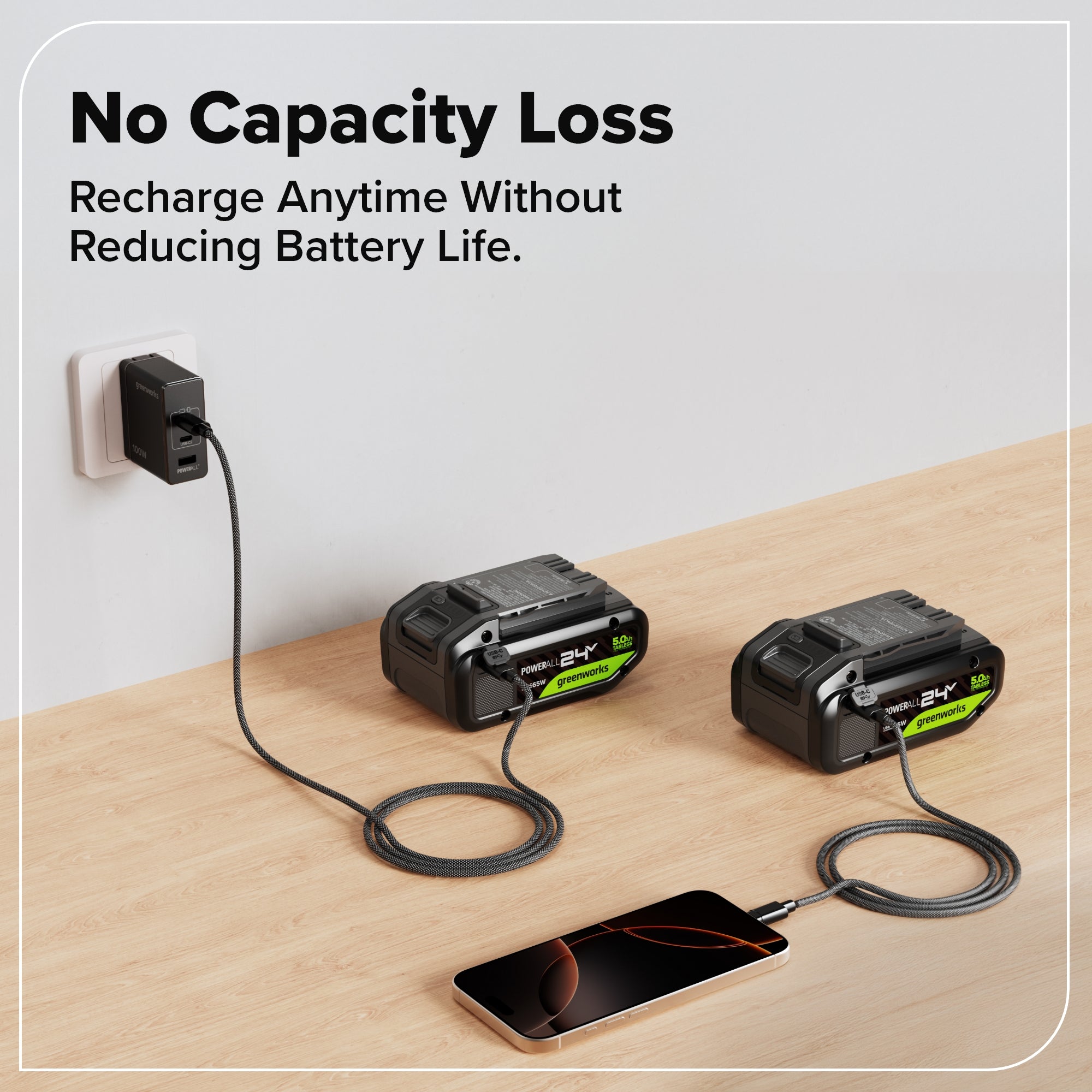24V 5.0 Ah Tabless Battery with Bi-Directional USB-C Port