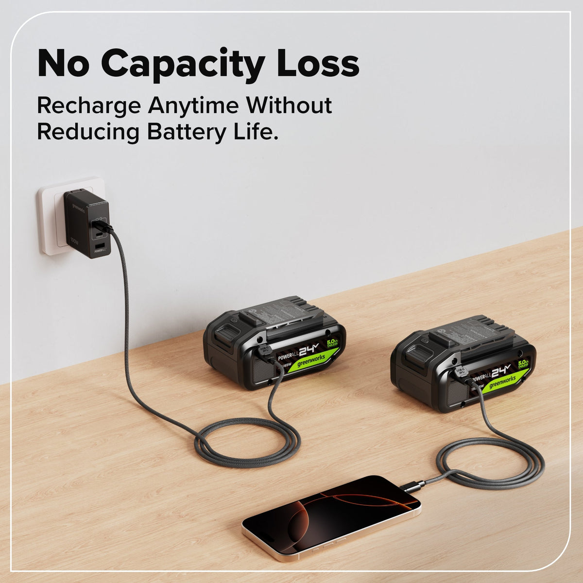 24V 5.0 Ah Tabless Battery with Bi-Directional USB-C Port