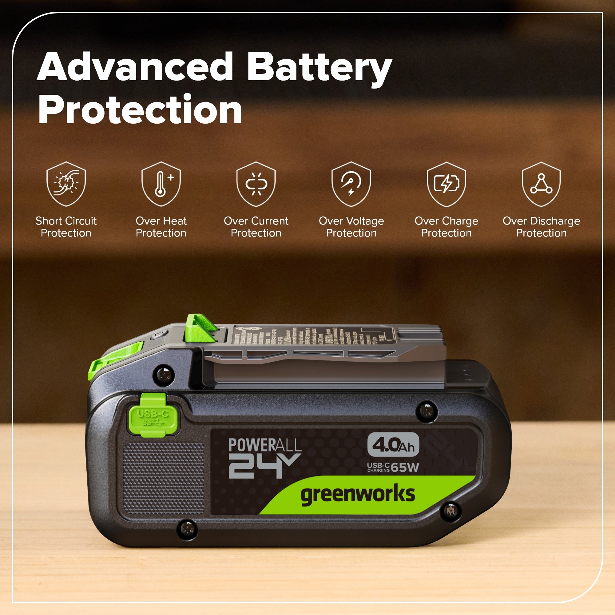 24V 4.0 Ah 21700 Battery with Bi-Directional USB-C Port