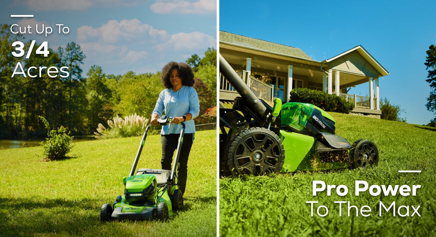 RENEWED 80V 21" Cordless Battery 4-in-1 Self-Propelled Lawn Mower: (1) 4.0 Ah, (1) 2.0 Ah Battery and Rapid Charger, LM2118S