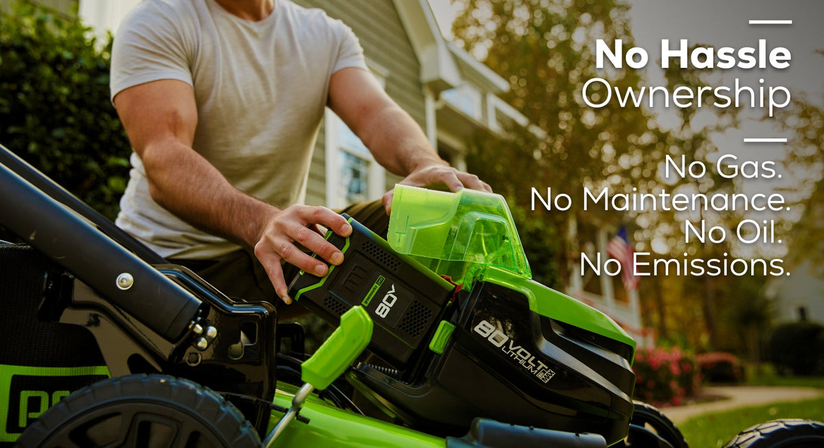RENEWED 80V 21" Cordless Battery 4-in-1 Self-Propelled Lawn Mower: (1) 4.0 Ah, (1) 2.0 Ah Battery and Rapid Charger, LM2118S