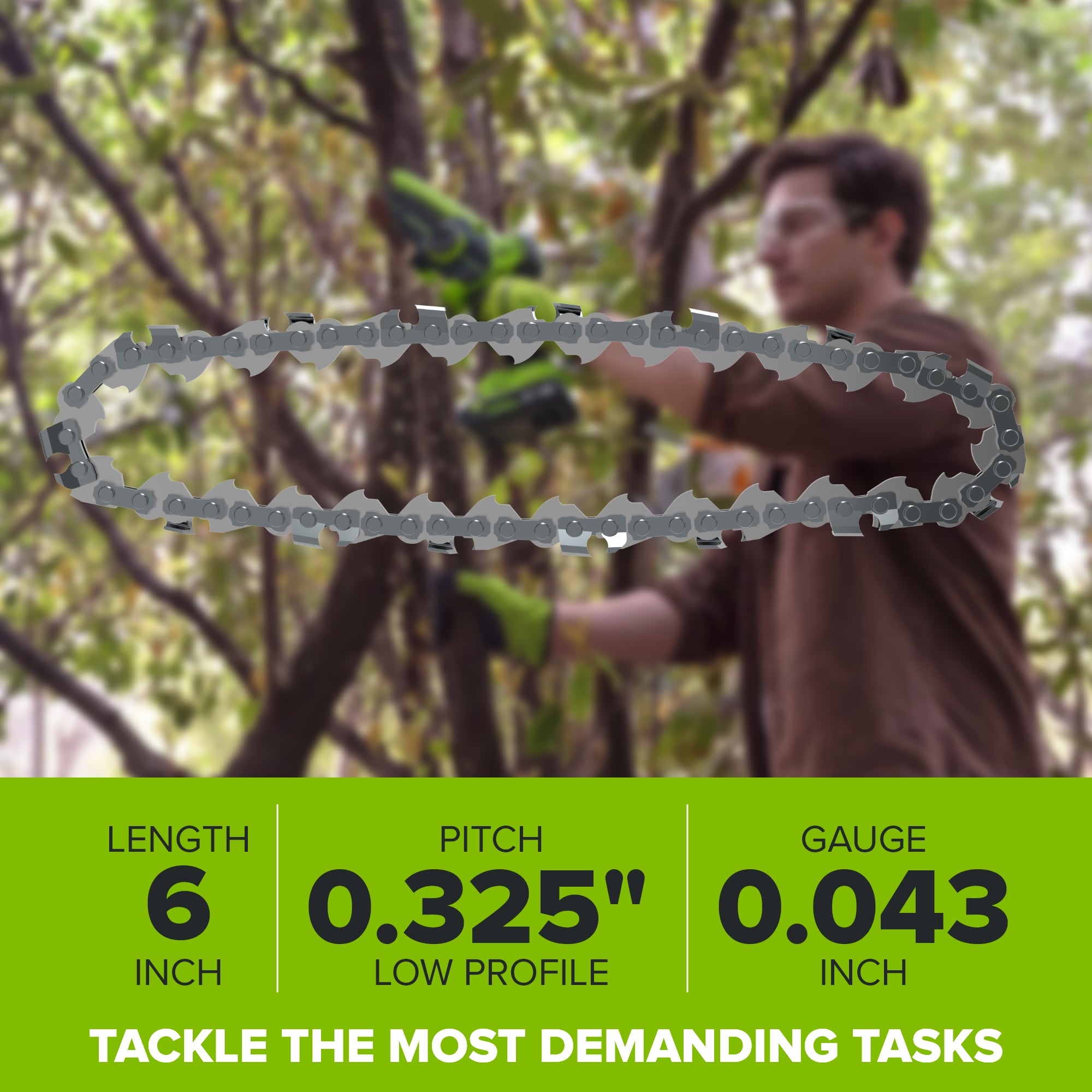 6" Chainsaw Chain, 0.3" Pitch, .043" Chain Gauge and 32 DL