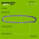 6" Chainsaw Chain, 0.3" Pitch, .043" Chain Gauge and 32 DL
