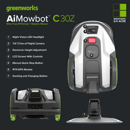 AiMowbot Wire-Free RTKVision Robotic Mower C30Z | 3/4 Acre