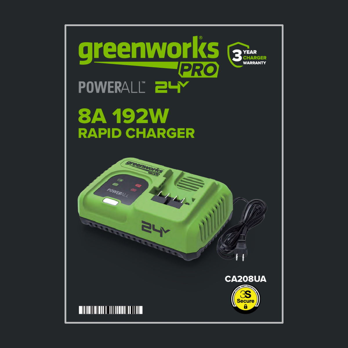 24V PowerAll Pro 200W Ultra Fast Battery Charger with Indicator Lights