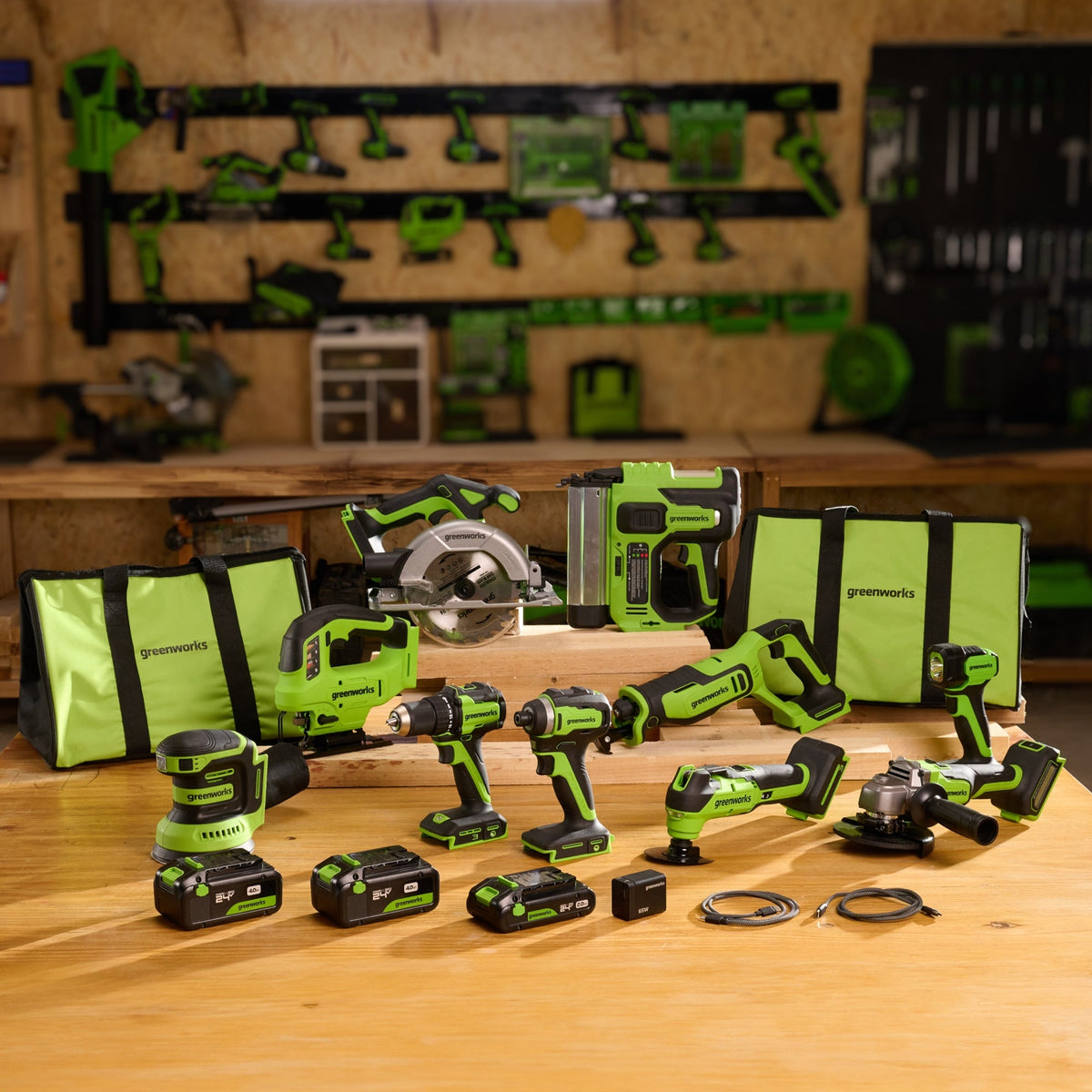 24V Cordless 400 in-lbs Drill/Driver Power Tool 10PC Combo Kit w/ (2) 4.0 Ah and (1) 2.0 Ah USB-C Batteries and Charger