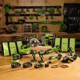 24V Cordless 400 in-lbs Drill/Driver Power Tool 10PC Combo Kit w/ (2) 4.0 Ah and (1) 2.0 Ah USB-C Batteries and Charger