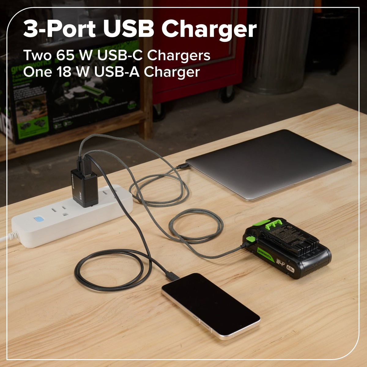 24V Cordless Battery 400 in-lbs Drill / Driver and 1950 in-lbs Impact Driver, Two(2) 2.0 Ah USB-C Batteries and 65W USB-C Fast Charger