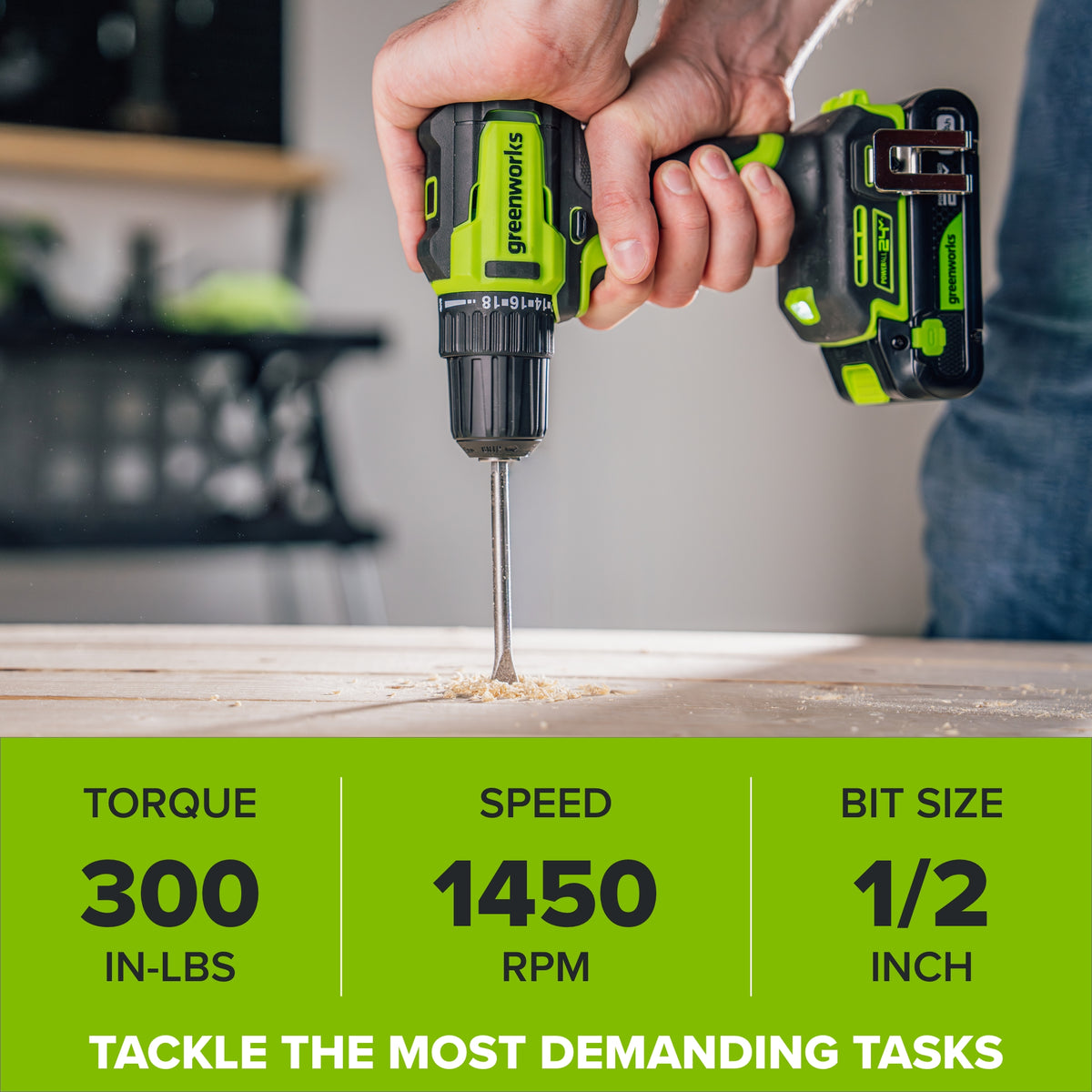 24V Cordless 280 in-lbs Drill/Driver Power Tool 4PC Combo Kit: (2) 2.0 Ah USB-C Batteries, 30W USB-C Charger Block, and 3' 100W USB-C Cable
