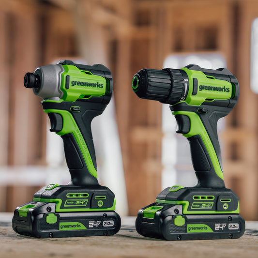 24V Cordless 280 in-lbs Drill/Driver Power Tool 4PC Combo Kit: (2) 2.0 Ah USB-C Batteries, 30W USB-C Charger Block, and 3' 100W USB-C Cable