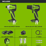 24V PowerAll 3/8" Drill and Impact Driver Combo Kit with (2) 2.0 Ah USB-C Batteries, 30W USB-C Charger Block, and 3' 100W USB-C Cable