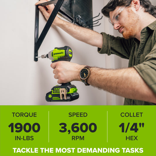 24V Cordless 280 in-lbs Drill/Driver Power Tool 8PC Combo Kit: (2) 2.0 Ah USB-C Batteries, 30W USB-C Charger Block, and 3' 100W USB-C Cable