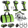 24V Cordless 400 in-lbs Drill/Driver Power Tool 4PC Combo Kit: (1) 4.0 Ah and (1) 2.0 Ah USB-C Batteries and 65W USB-C Fast Charger