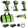 24V Cordless 400 in-lbs Drill/Driver Power Tool 4PC Combo Kit: (2) 2.0 Ah USB-C Batteries and 30W USB-C Fast Charger