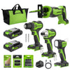 24V Cordless 280 in-lbs Drill/Driver 4PC Power Tool Combo Kit: (2) 2.0 Ah USB-C Batteries, (1) 30W USB-C Charger, (1) 3' 100W USB-C Cable and 34-Piece Accessory Sets