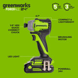 24V Cordless 280 in-lbs Drill/Driver 4PC Power Tool Combo Kit: (2) 2.0 Ah USB-C Batteries, (1) 30W USB-C Charger, (1) 3' 100W USB-C Cable and 34-Piece Accessory Sets