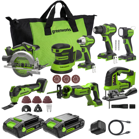24V Cordless 280 in-lbs Drill/Driver Power Tool 8PC Combo Kit: (2) 2.0 Ah USB-C Batteries, 30W USB-C Charger Block, and 3' 100W USB-C Cable