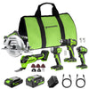 24V Cordless 400 in-lbs Drill/Driver Power Tool 5PC Combo Kit, (1) 4.0 Ah and (1) 2.0 Ah USB-C Batteries and Charger