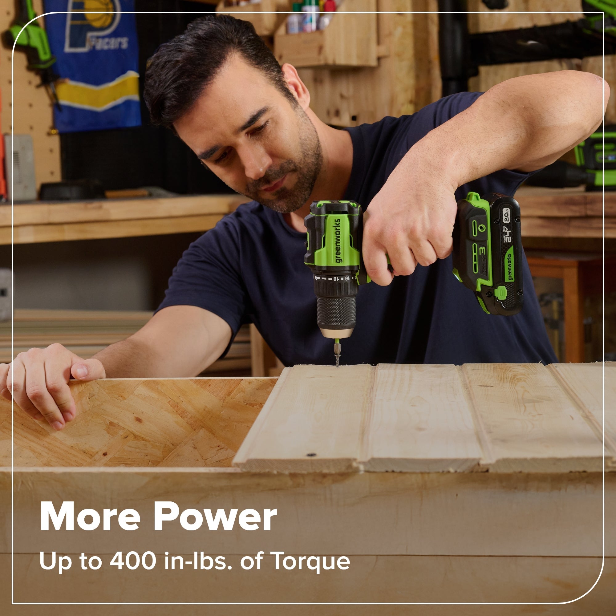 24V Cordless 400 in-lbs Drill/Driver Power Tool 6PC Combo Kit w/ (1) 4.0Ah & (1) 2.0Ah USB-C Batteries and Charger
