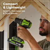 24V Cordless 400 in-lbs Drill/Driver Power Tool 6PC Combo Kit w/ (1) 4.0Ah & (1) 2.0Ah USB-C Batteries and Charger