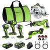 24V Cordless 400 in-lbs Drill/Driver Power Tool 6PC Combo Kit w/ (1) 4.0Ah & (1) 2.0Ah USB-C Batteries and Charger