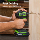 24V Brushless Power Tool 6PC Combo Kit: (2) 2.0 Ah USB-C Batteries and 30W Charger