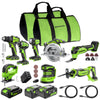 24V Cordless 400 in-lbs Drill/Driver Power Tool 8PC Combo Kit w/ (2) 4.0 Ah and (1) 2.0 Ah USB-C Batteries and Charger