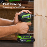 24V Cordless 400 in-lbs Drill/Driver Power Tool 8PC Combo Kit w/ (2) 4.0 Ah and (1) 2.0 Ah USB-C Batteries and Charger