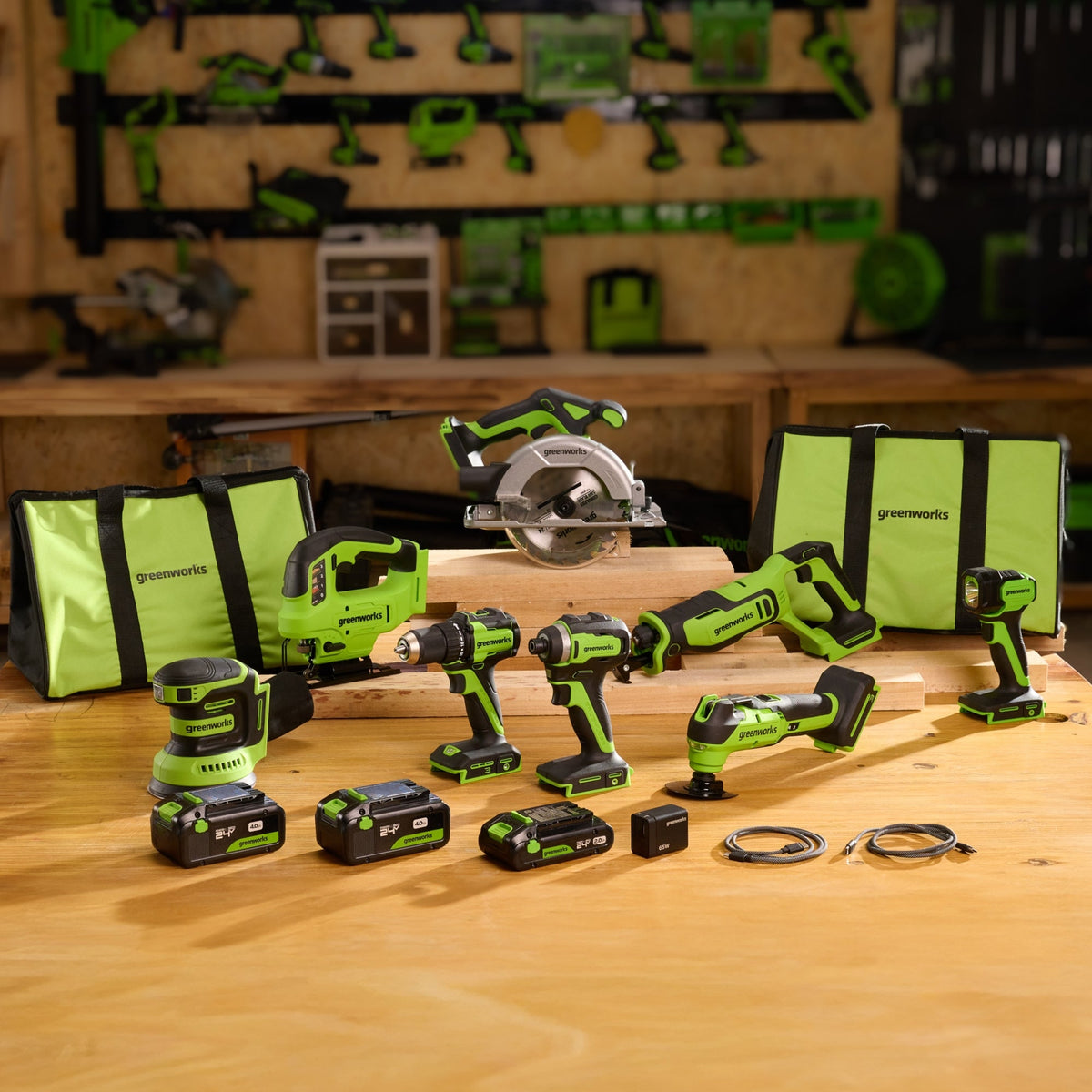 24V Cordless 400 in-lbs Drill/Driver Power Tool 8PC Combo Kit w/ (2) 4.0 Ah and (1) 2.0 Ah USB-C Batteries and Charger