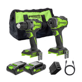24V PowerAll Pro 530 in-lb Drill Driver and 2,200 in-lb Impact Driver Combo Kit, with (2) 2.0 Ah Batteries, 65W Charger, 3' Cable, Belt Clips, and Carrying Bag