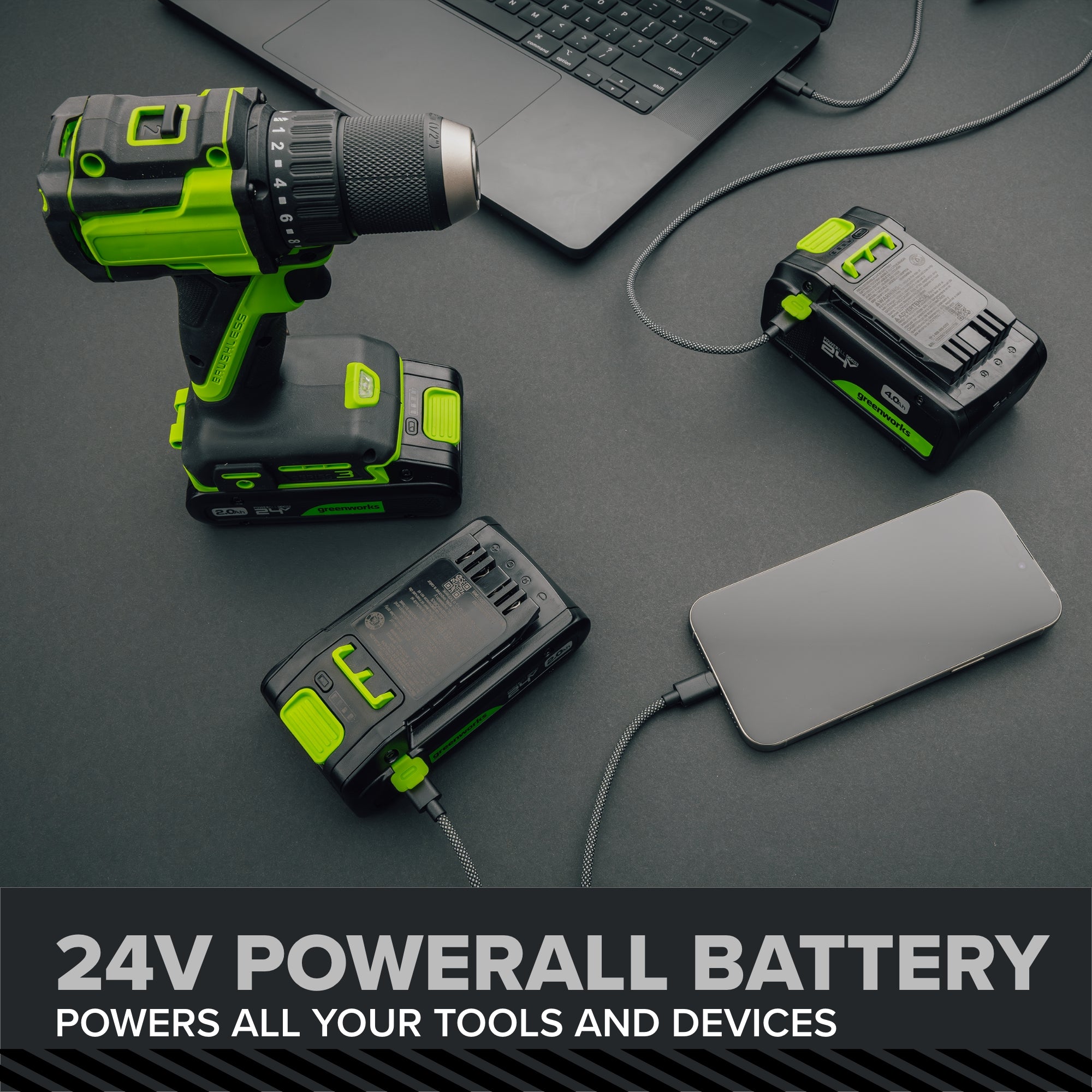 24V PowerAll Pro 530 in-lb Drill Driver and 2,200 in-lb Impact Driver Combo Kit, with (2) 2.0 Ah Batteries, 65W Charger, 3' Cable, Belt Clips, and Carrying Bag