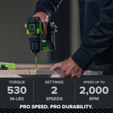 24V PowerAll Pro 530 in-lb Drill Driver and 2,200 in-lb Impact Driver Combo Kit, with (2) 2.0 Ah Batteries, 65W Charger, 3' Cable, Belt Clips, and Carrying Bag