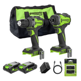 24V PowerAll Pro 530 in-lb Drill Driver and 2,200 in-lb Impact Driver Combo Kit, with (2) 2.0Ah Batteries, 65W Charger, 3' Cable, Belt Clips, Carrying Bag and 10-PCS Bit Set