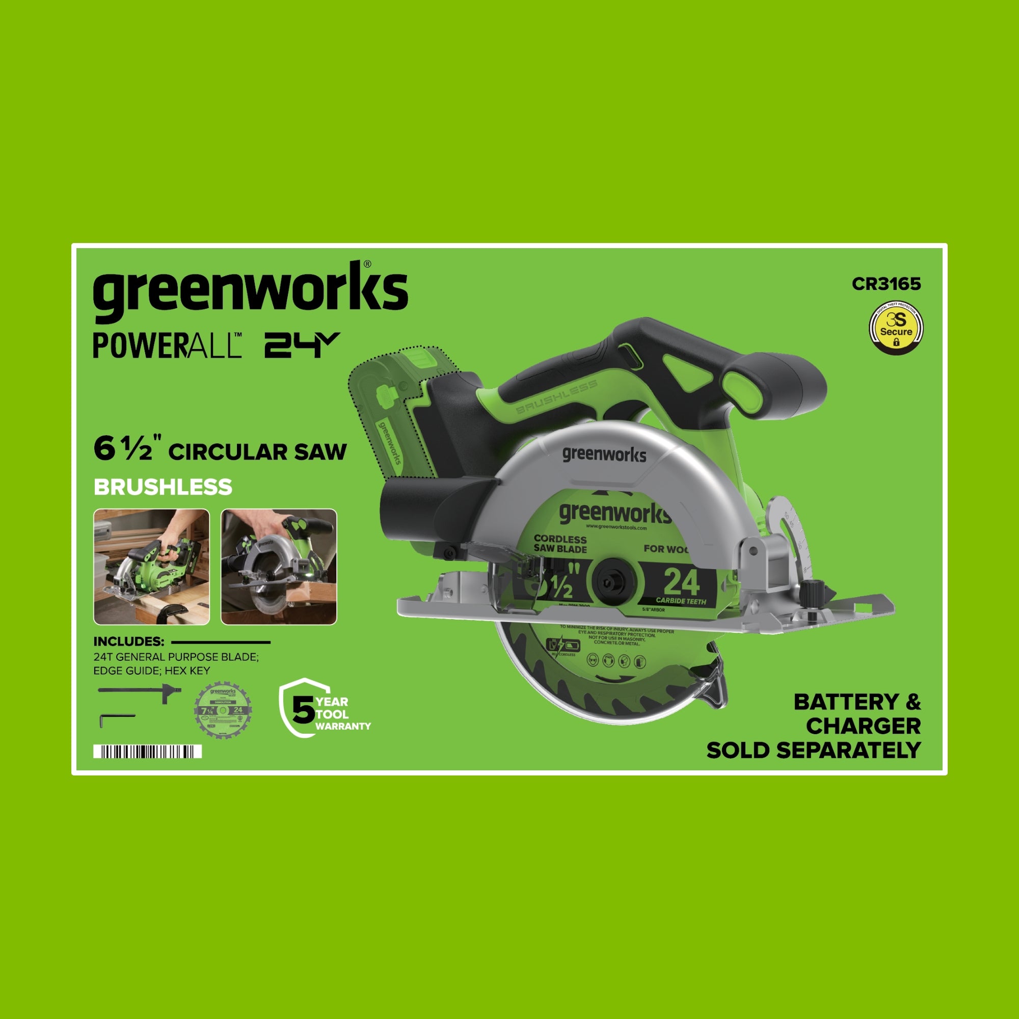 24V Cordless 280 in-lbs Drill/Driver Power Tool 3PC Combo Kit w/ 6-1/2" Circular Saw & Compact Router: (1) 2.0Ah USB-C Battery, (1) 30W USB-C Charger, (1) 3' 100W USB-C Cable