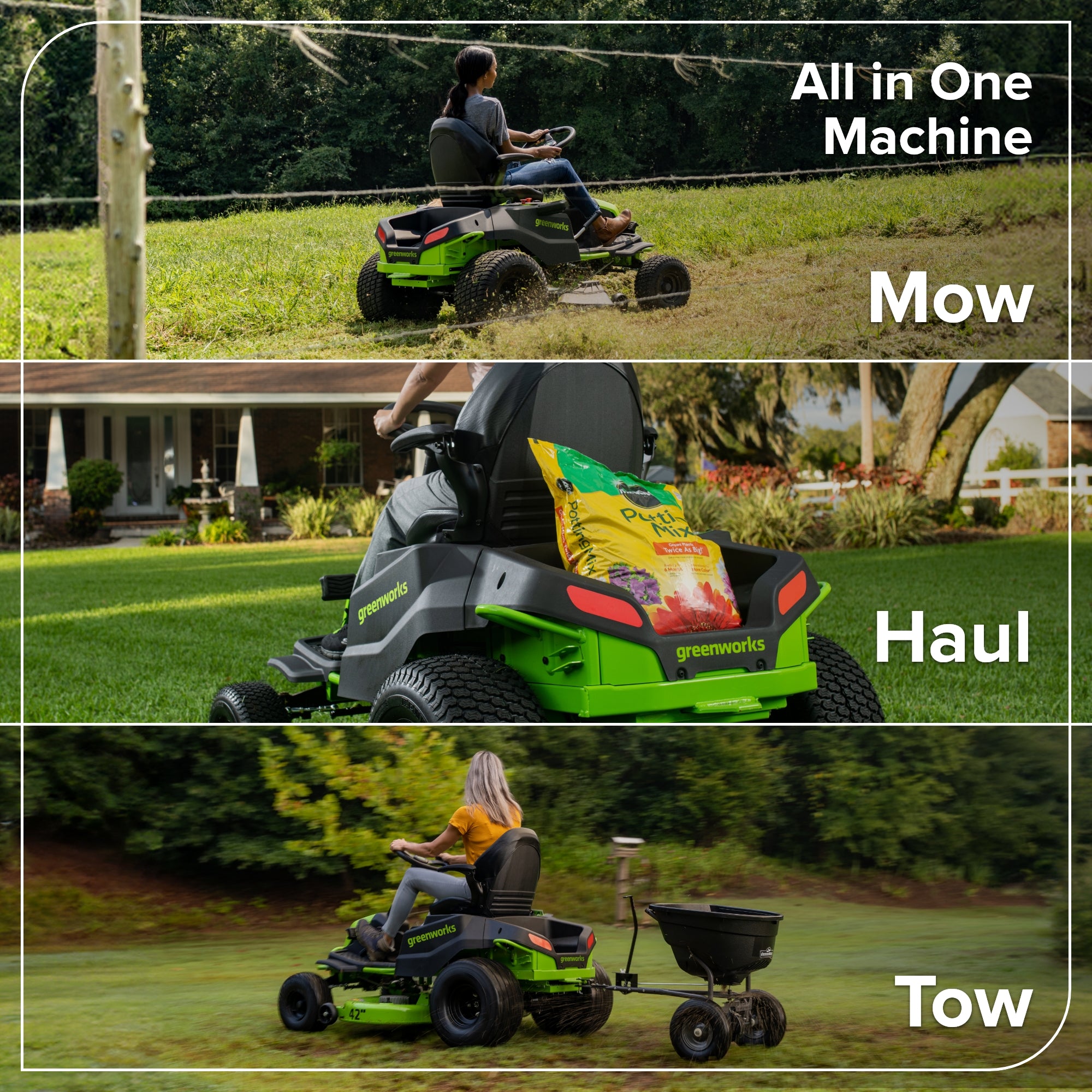 82V 42" CrossoverT Riding Lawn Tractor: (4) 82V 6.0 Ah Batteries and (1) 600W Turbo Wall Charger, CRT4282