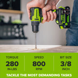24V Cordless 280 in-lbs Drill/Driver Power Tool 3PC Combo Kit w/ 6-1/2" Circular Saw & Compact Router: (1) 2.0Ah USB-C Battery, (1) 30W USB-C Charger, (1) 3' 100W USB-C Cable