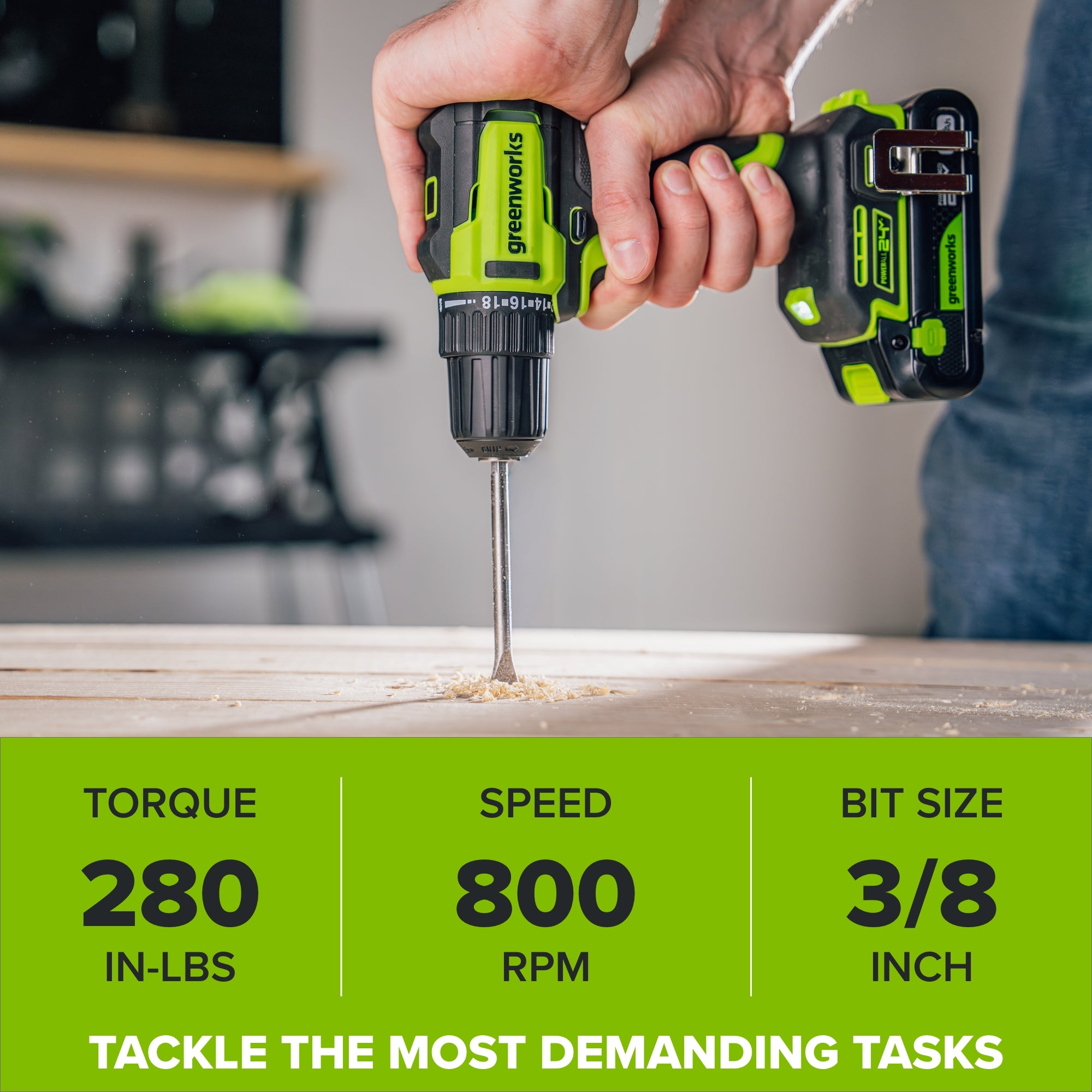 24V Cordless 280 in-lbs Drill/Driver Power Tool 8PC Combo Kit: (2) 2.0 Ah USB-C Batteries, 30W USB-C Charger Block, and 3' 100W USB-C Cable