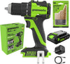 24V PowerAll 3/8" 280 in-lb Drill, with 2.0 Ah USB-C Battery, 30W USB-C Charger Block, 3' 100W USB-C Cable, 10-PC Drill Bit Set