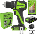 24V PowerAll 3/8" 280 in-lb Drill, with 2.0 Ah USB-C Battery, 30W USB-C Charger Block, 3' 100W USB-C Cable, 10-PC Drill Bit Set