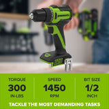 24V Cordless 280 in-lbs Drill/Driver Power Tool 3PC Combo Kit w/ 6-1/2" Circular Saw & Oscillating Multi-Tool: (1) 2.0Ah USB-C Battery, (1) 30W USB-C Charger, (1) 3' 100W USB-C Cable