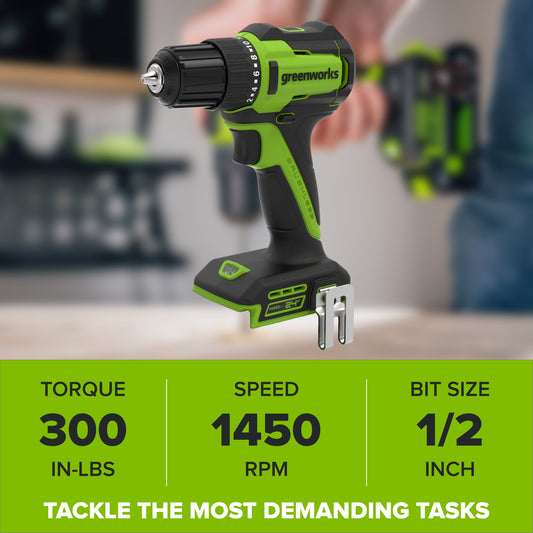 24V Cordless 280 in-lbs Drill/Driver Power Tool 3PC Combo Kit w/ 6-1/2
