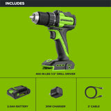24V PowerAll 400 in-lb Drill Driver with (1) 2.0 Ah USB-C Battery, 30W USB-C Charger Block, 3' 100W USB-C Cable, Belt Clip, and Bit