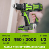 24V PowerAll 400 in-lb Drill Driver with 2.0Ah USB-C Battery, 30W Charger, 100W Cable, 10-PC Drill Bit Set