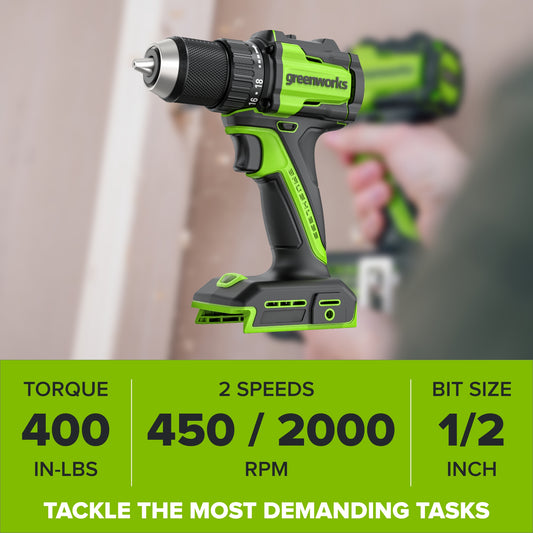 24V PowerAll 400 in-lb Drill Driver with 2.0Ah USB-C Battery, 30W Charger, 100W Cable, 10-PC Drill Bit Set